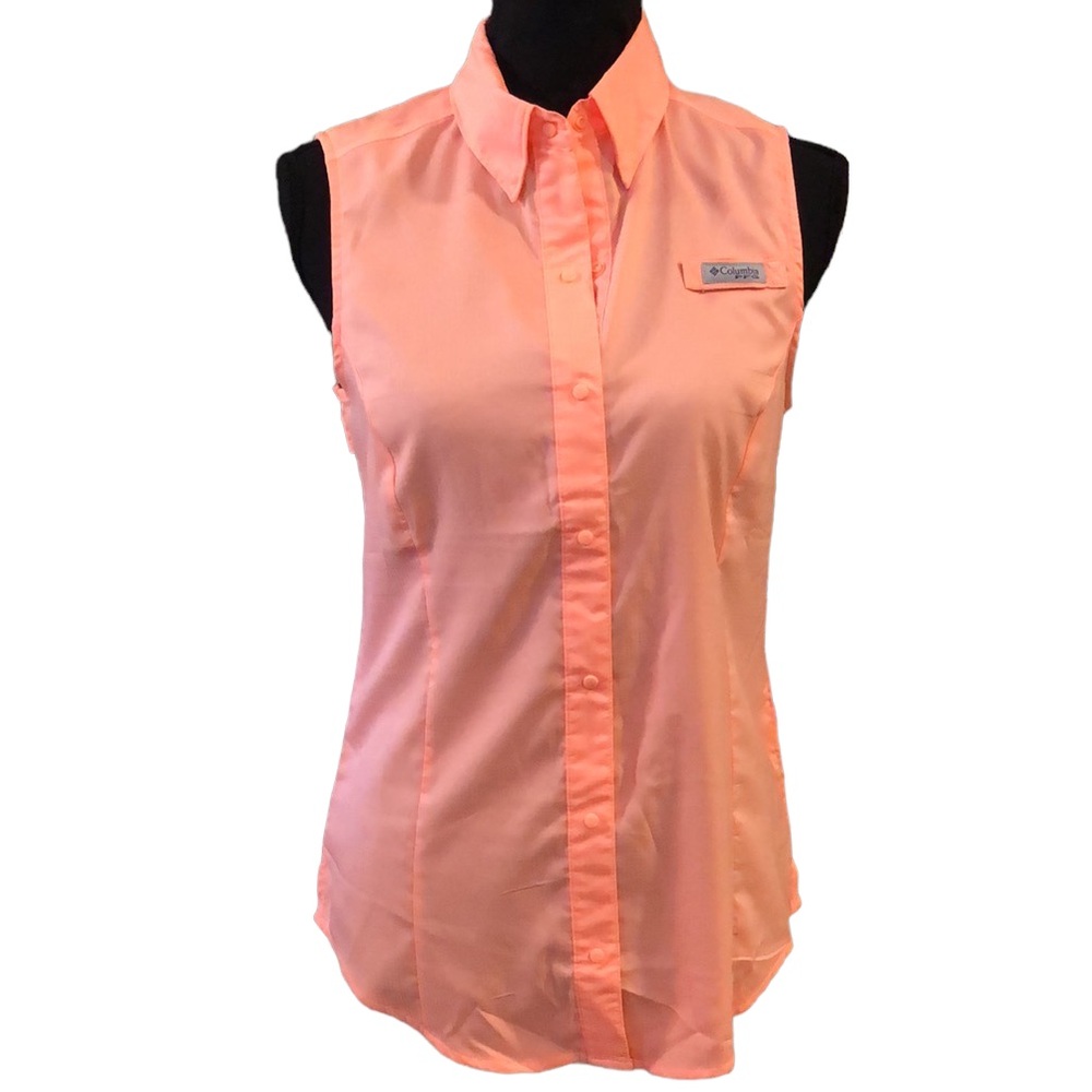 COLUMBIA TAMIAMI PINK SLEEVELESS BUTTON DOWN SHIRT SIZE XS NEW WITH TAGS
